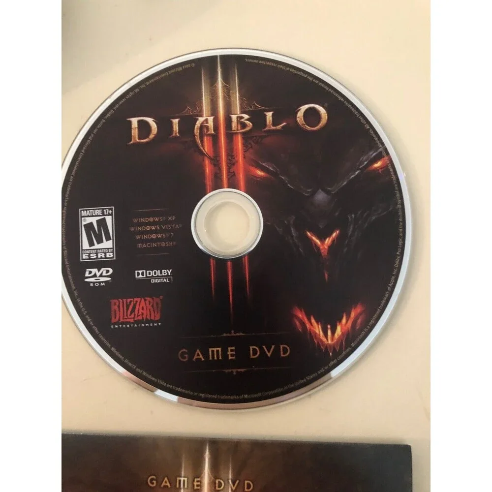 Diablo III (PC Game WIN/MAC DVD-ROM, 2012) Disc with Manual‎ And Notepad